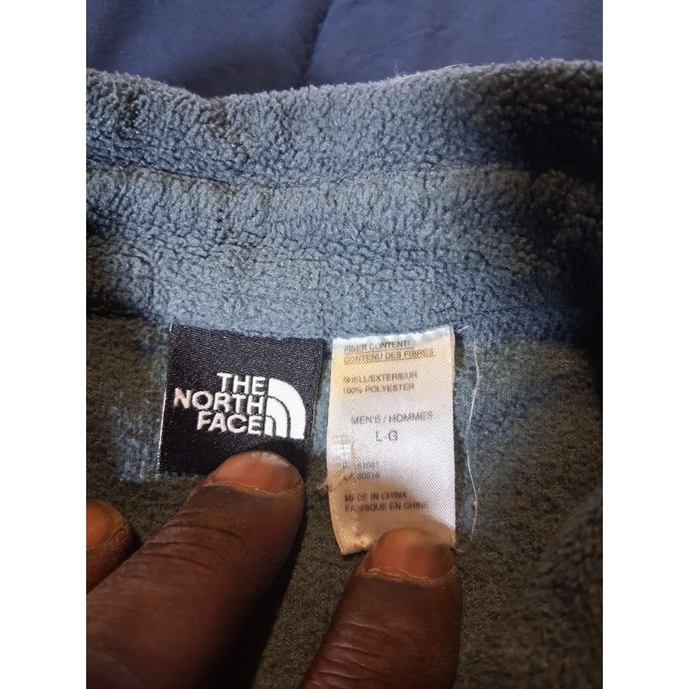 The North Face Shirt Mens Size Large‎ Blue Beige Fleece Vintage Button Up